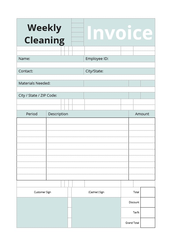 Commercial Cleaning Invoice Template PSD template